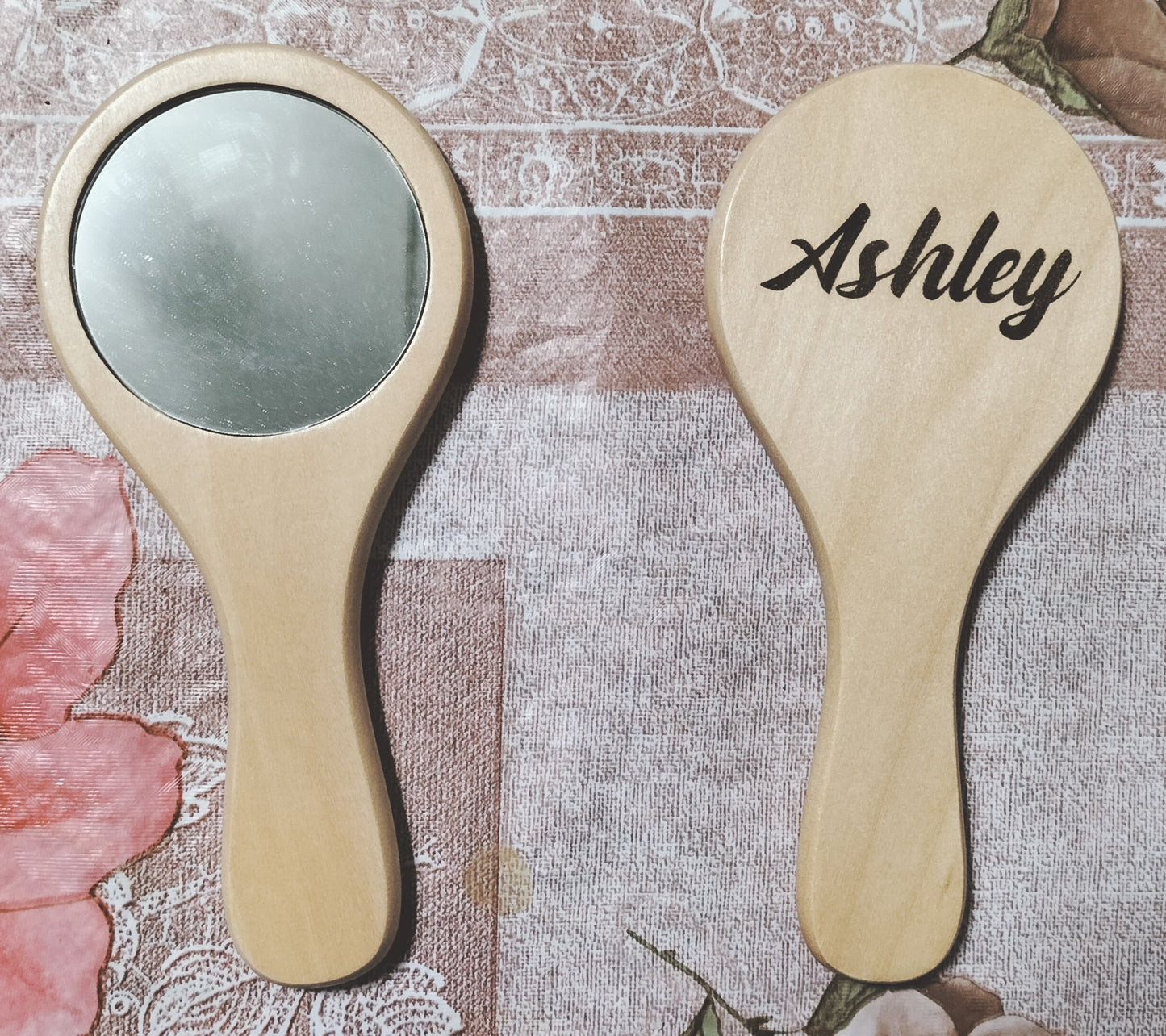 Laser Engraved Wood Hand Mirror